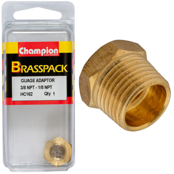 Champion Brass Gauge Adaptor [3/8" NPT Male - 1/8 NPT Female] - HC162
