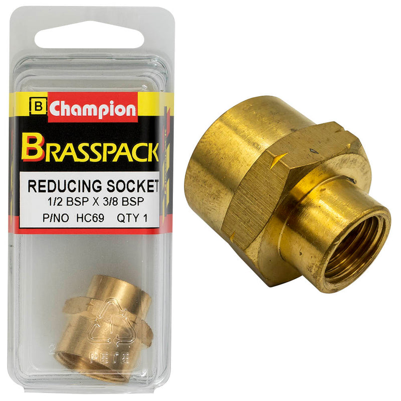 Champion Brass Reducing Socket [1/2" BSP to 3/8" BSP] - HC69