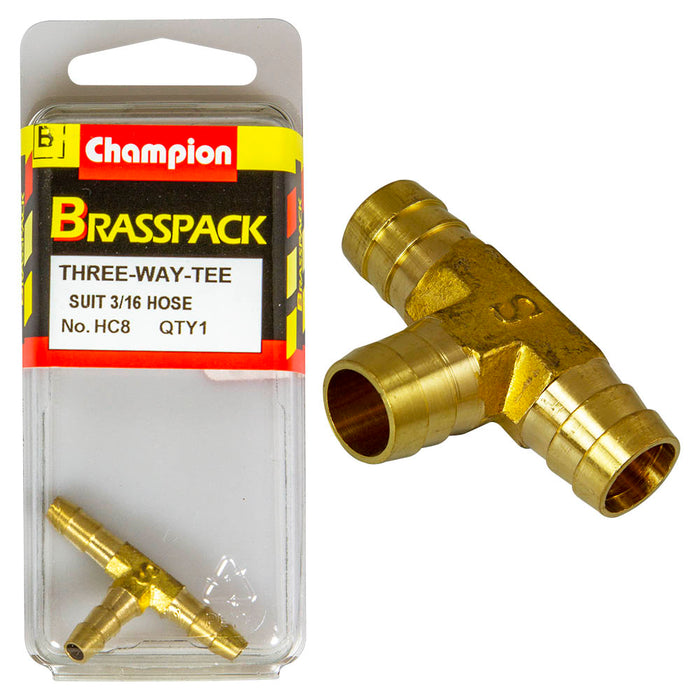Champion Brass Tee Piece [3/16" Hose] - HC8