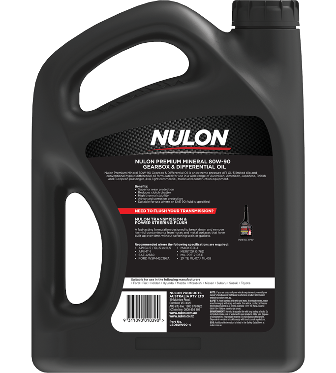 Nulon Premium Mineral 80W90 Gear Oil - 4 Litre