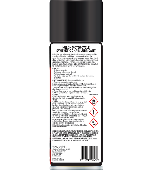 Nulon Motorcycle Synthetic Chain Lubricant - 300g