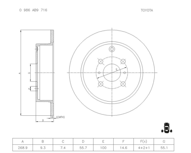 Bosch Brake Disc - PBR713