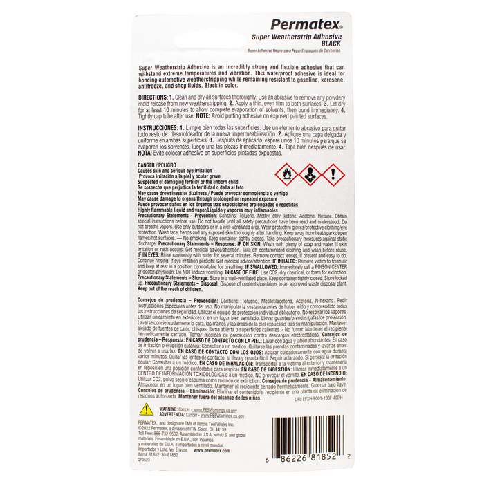 Permatex Super Weatherstrip Adhesive (Black) - 81852