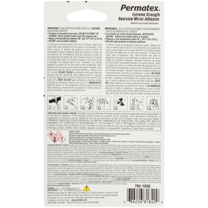 Permatex Extreme Strength Rearview Mirror Adhesive - 81840