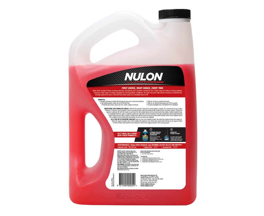 Nulon Red Premix Coolant (350,000km) - 5 Litre