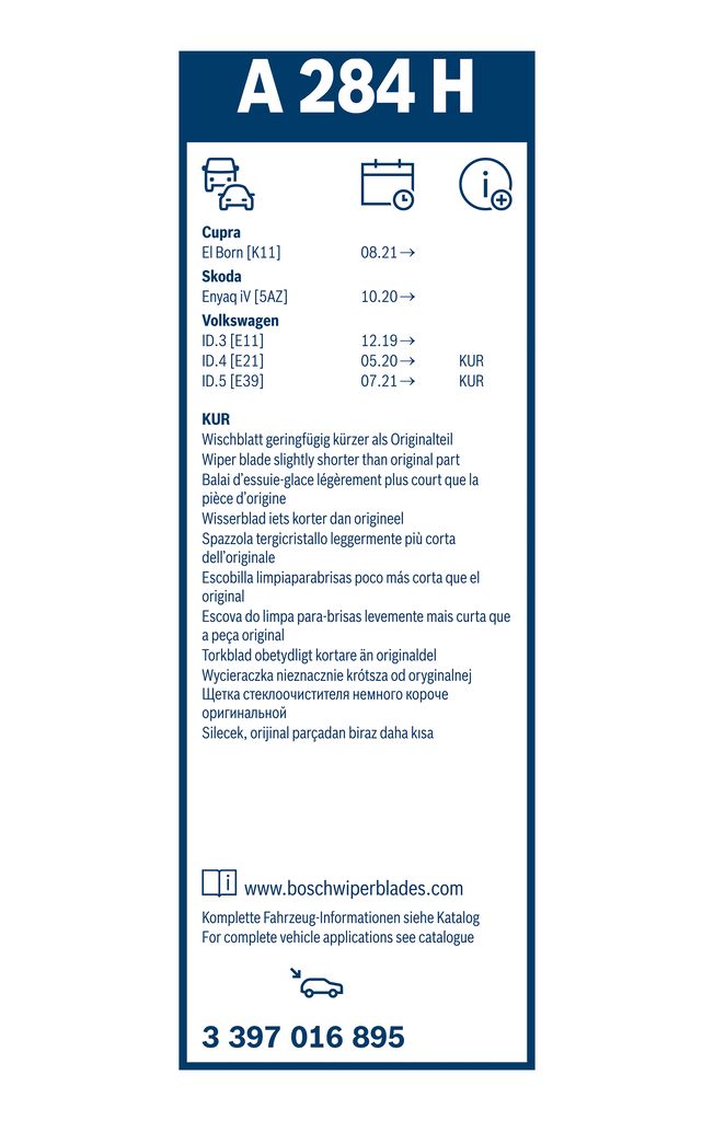 Bosch Rear Wiper Blade - A284H