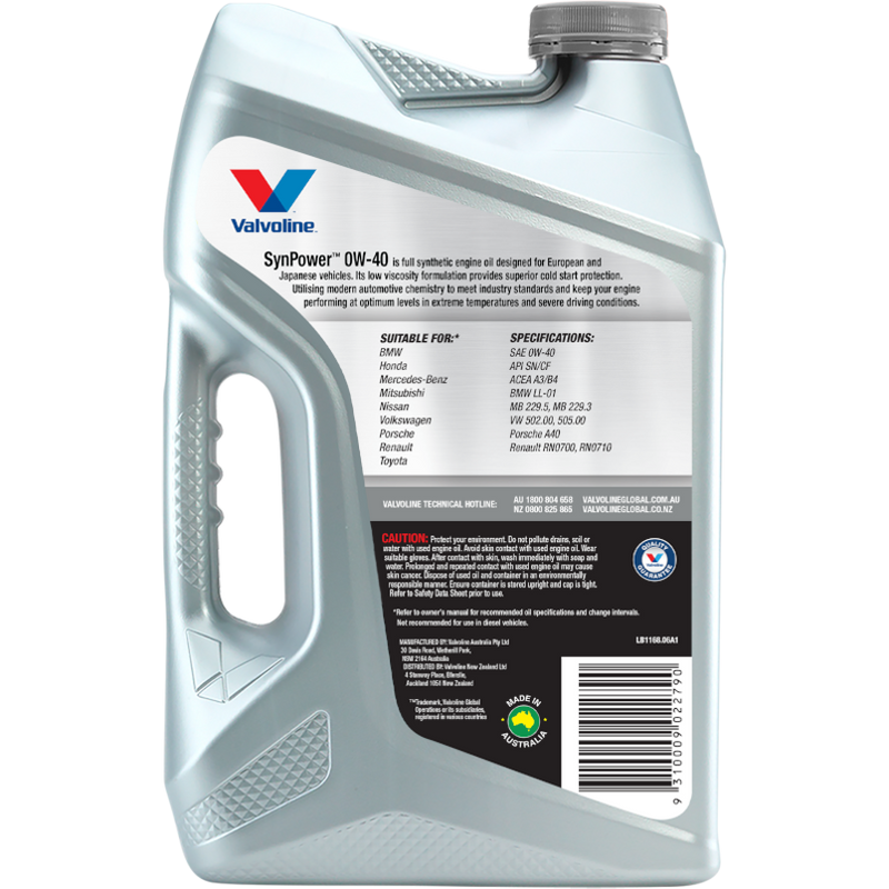 Valvoline SynPower 0W-40 Engine Oil - 6 Litre