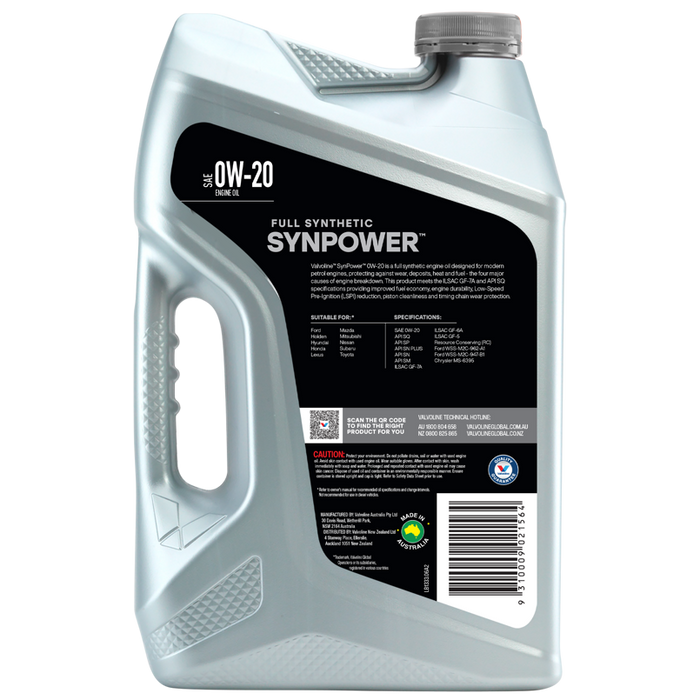 Valvoline SynPower 0W-20 Engine Oil - 6 Litre