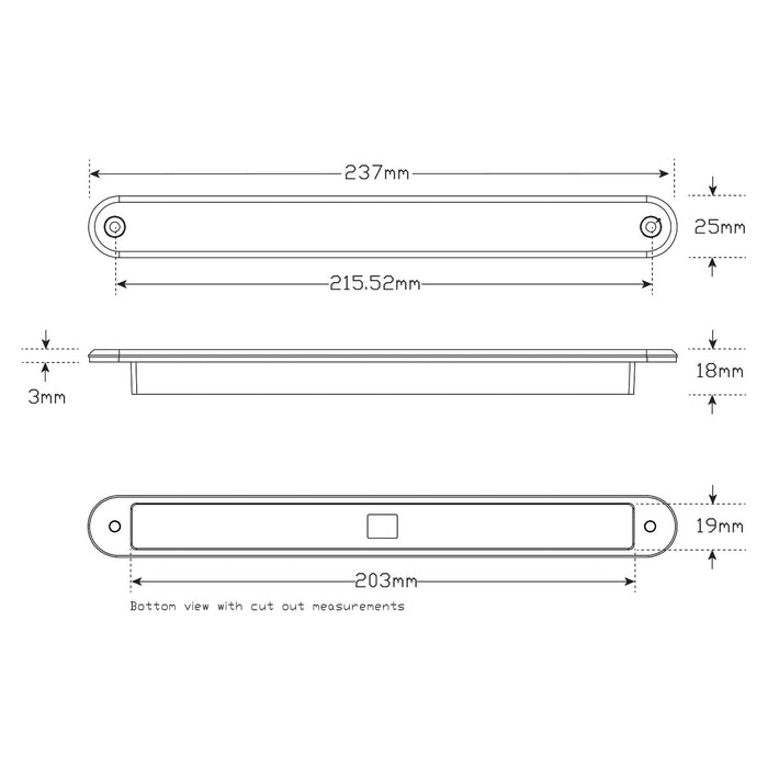 LED Autolamps LED Rear Indicator Recessed Strip Lamp - 235A12