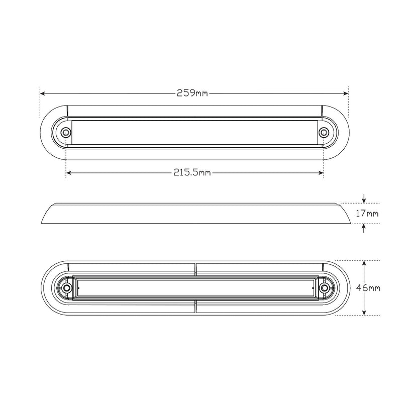 LED Autolamps LED Rear Combination Surface Mount Strip Lamp - Stop/Tail/Indicator - 235BBSTI12/2