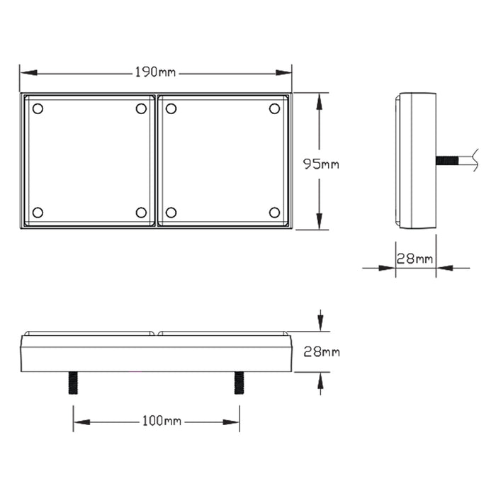 LED Autolamps Rear Combination LED Lamp Mini Jumbo Twin Assembly - Stop/Tail/Indicator