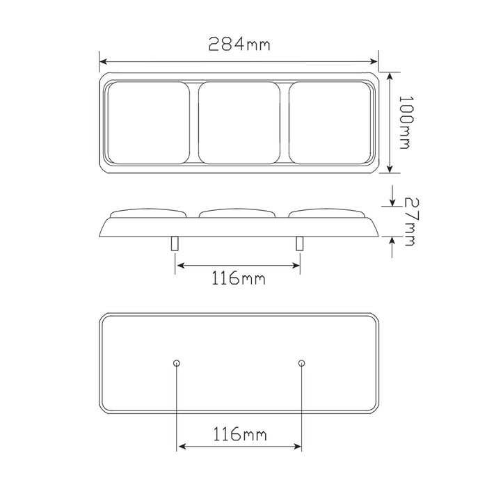 LED Autolamps Rear Combination LED Lamp - Stop/Tail/Indicator - 282ARRM