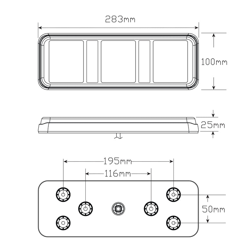 LED Autolamps Rear Combination LED Lamp with Screw or Bolt On Mounting and Reflector - Stop/Tail/Indicator