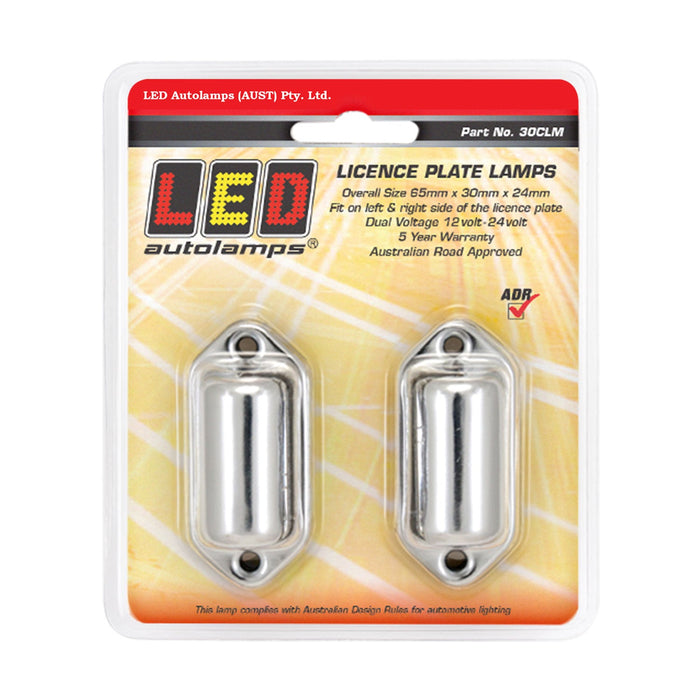 LED Autolamps LED Licence Plate Lamp with Chrome Steel Bezel