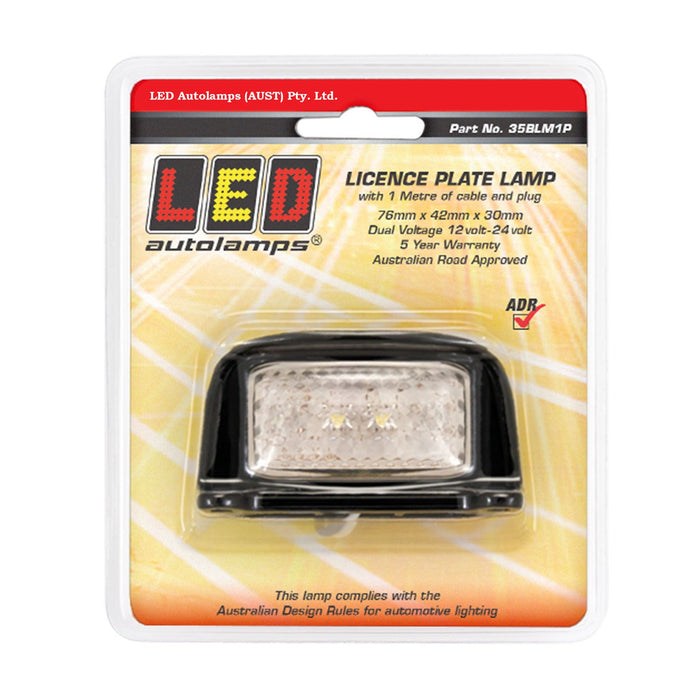 LED Autolamps LED Licence Plate Lamp with Black Housing & 1m Cable