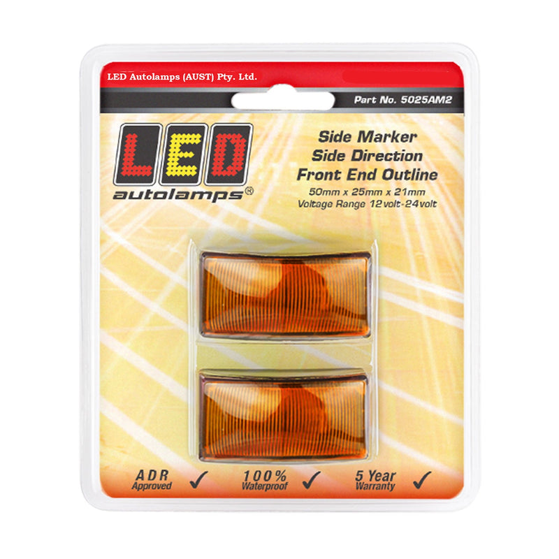 LED Autolamps LED Amber Side Marker/Side Direction/Front End Outline Lamp with 3M Double Sided Tape Mount