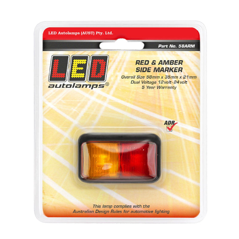 LED Autolamps LED Amber/Red Side Marker Lamp - 58ARM