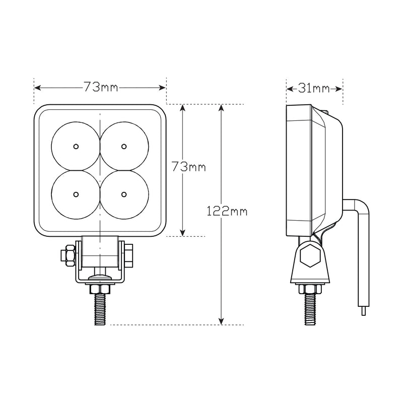 LED Autolamps 12 Watt LED Compact Flood/Reverse Lamp with Square Black Housing