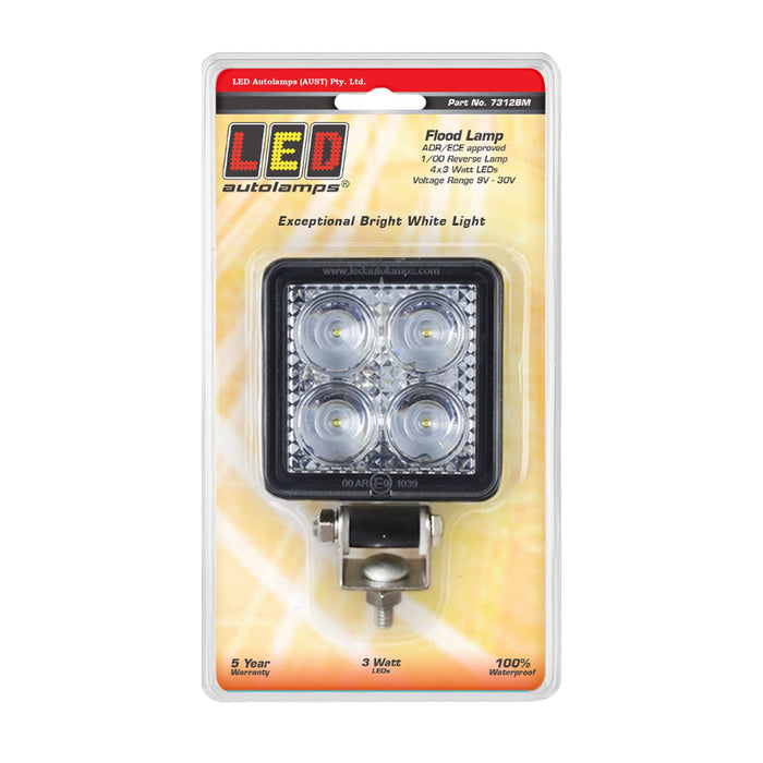 LED Autolamps 12 Watt LED Compact Flood/Reverse Lamp with Square Black Housing