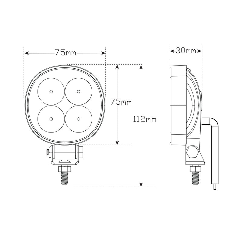 LED Autolamps 12 Watt LED Compact Flood/Reverse Lamp with Round Black Housing