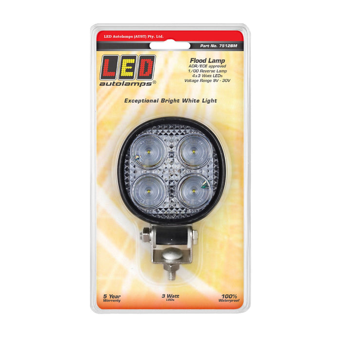 LED Autolamps 12 Watt LED Compact Flood/Reverse Lamp with Round Black Housing
