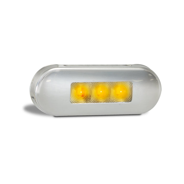LED Autolamps LED Amber Side Marker Lamp with Clear Lens and Coloured LEDs - Brushed Steel Bezel