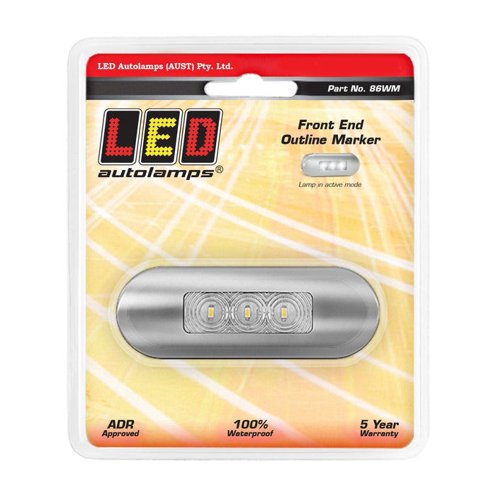 LED Autolamps LED Front End Outline Marker Lamp with Clear Lens Coloured LEDs - Brushed Steel Bezel