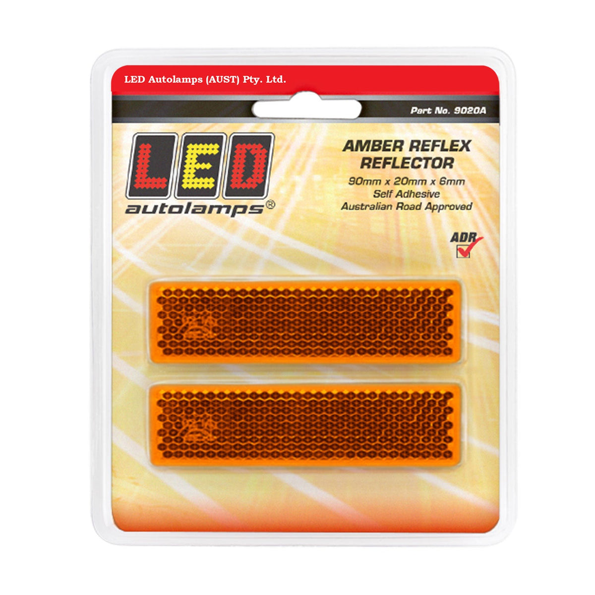 LED Autolamps Slimline Amber Reflex Reflectors - Rectangle Shape with ...
