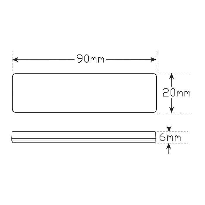 LED Autolamps Slimline Red Reflex Reflectors - Rectangle Shape with 3M Double Sided Tape Mount