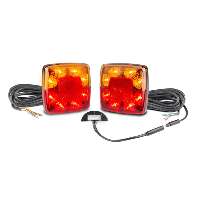 LED Autolamps 5 Metre Small Square LED Trailer Lamp Kit with Reflex Reflector and Licence Plate Lamp - Stop/Tail/Indicator