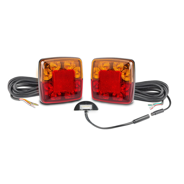 LED Autolamps 5 Metre Small Square LED Trailer Lamp Kit with Reflex Reflector and Licence Plate Lamp - Stop/Tail/Indicator