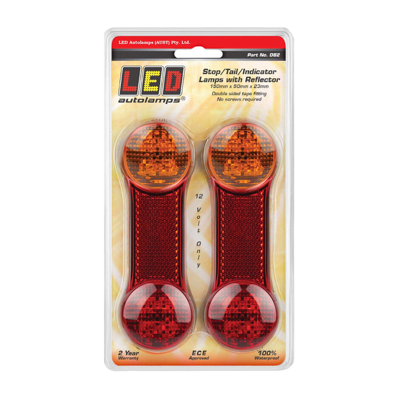 LED Autolamps LED Trailer Lamps with Reflex Reflector & 3M Double Sided Tape Mount - Stop/Tail/Indicator