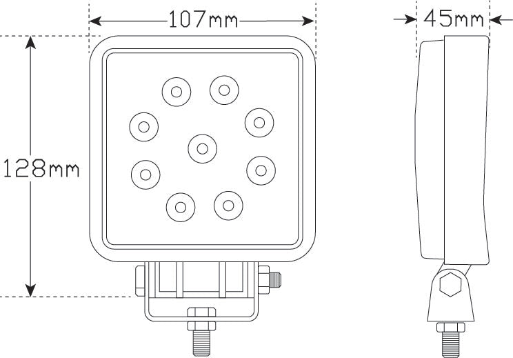 LED Autolamps LED High Powered Flood Lamp in Square Alloy Housing - 27 Watt Output