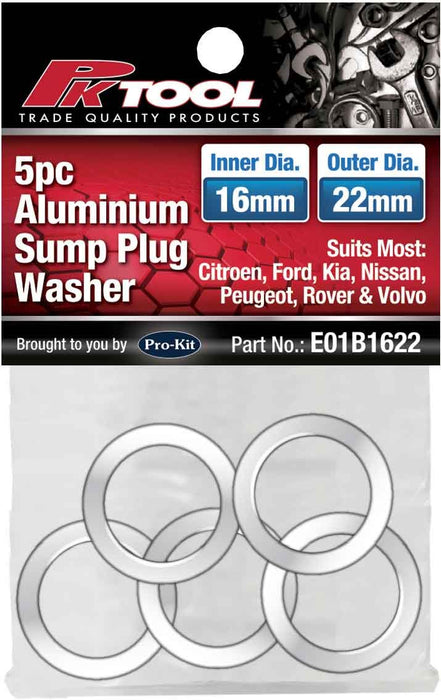 Aluminium Sump Washer - 5 Piece [16mm ID 22mm OD]