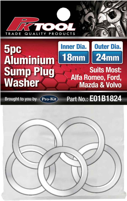 Aluminium Sump Washer - [5 Piece 18mm ID 24mm OD]