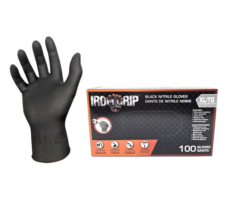 Irongrip Black Nitrile Gloves (Pack of 100) - Extra Large