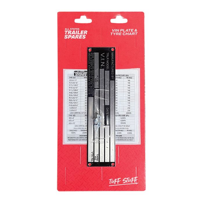 VIN Plate & Tyre Chart