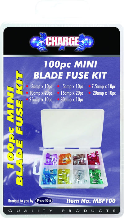 Mini Blade Fuse Kit (Pack of 100 mixed)