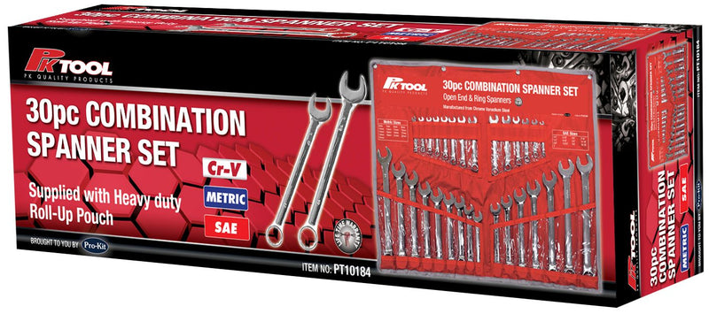 30 Piece Combination Spanner Set (Metric & SAE)