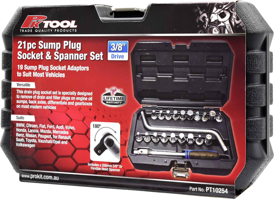 21 Piece Sump Plug Socket & Spanner Set