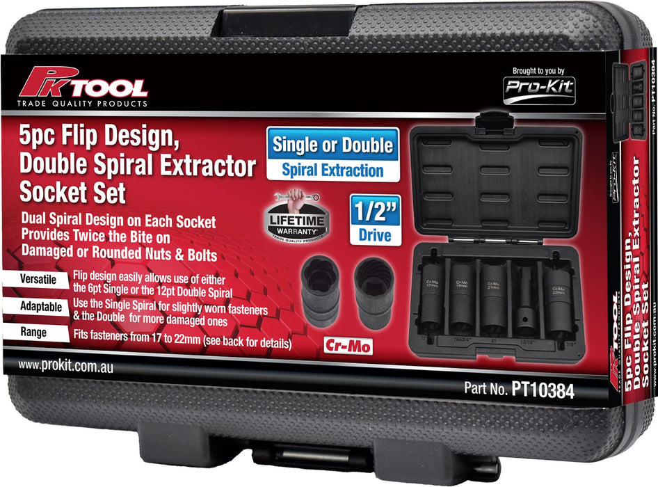 5 Piece Flip Design Spiral Extractor Socket Set