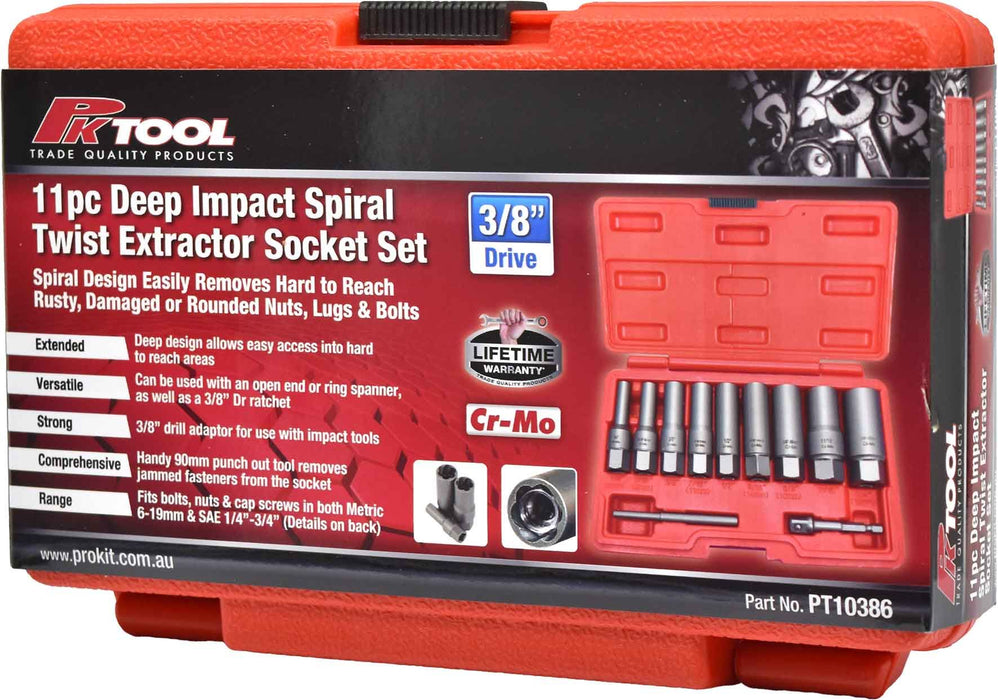 11 Piece Deep Impact Spiral Twist Extractor Socket Set