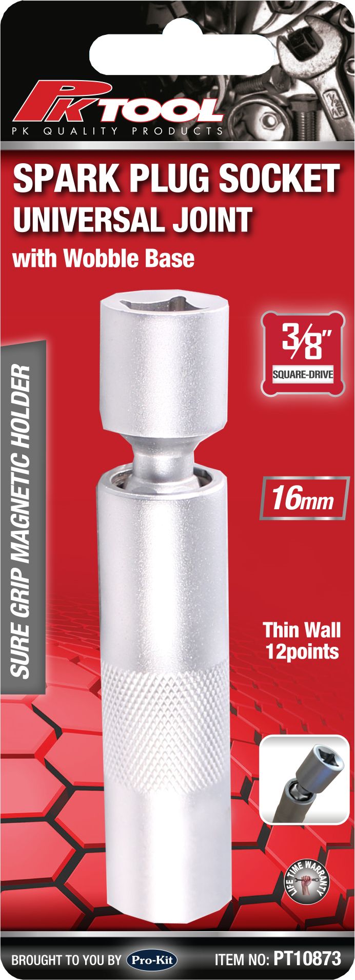 3/8" Drive 12 Point 16mm Wobble Spark Plug Socket