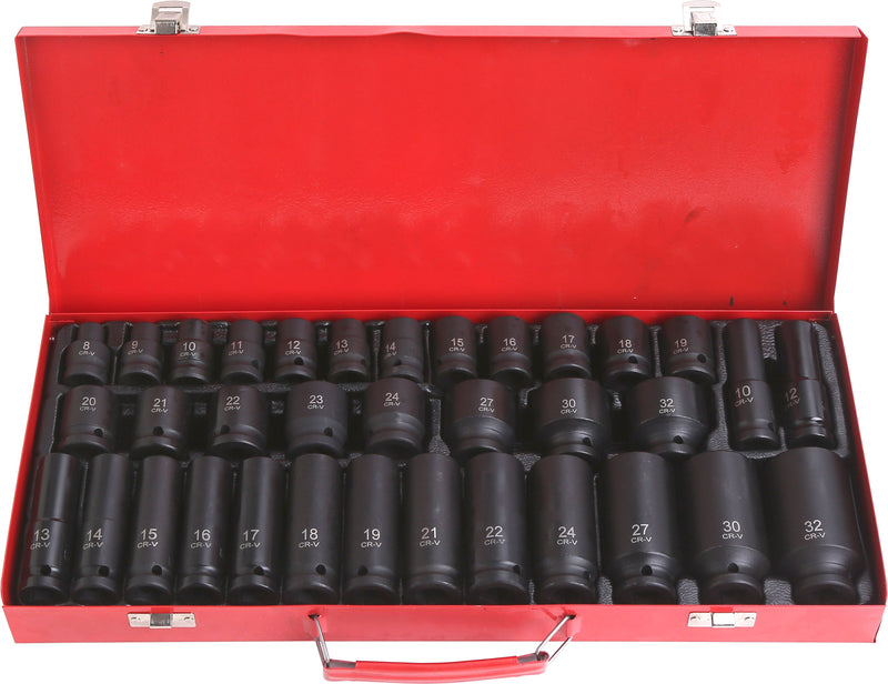 35 Piece 1/2" Drive Short & Deep Impact Socket Set