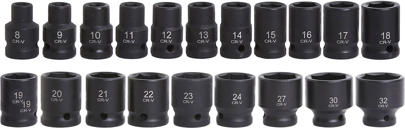 35 Piece 1/2" Drive Short & Deep Impact Socket Set