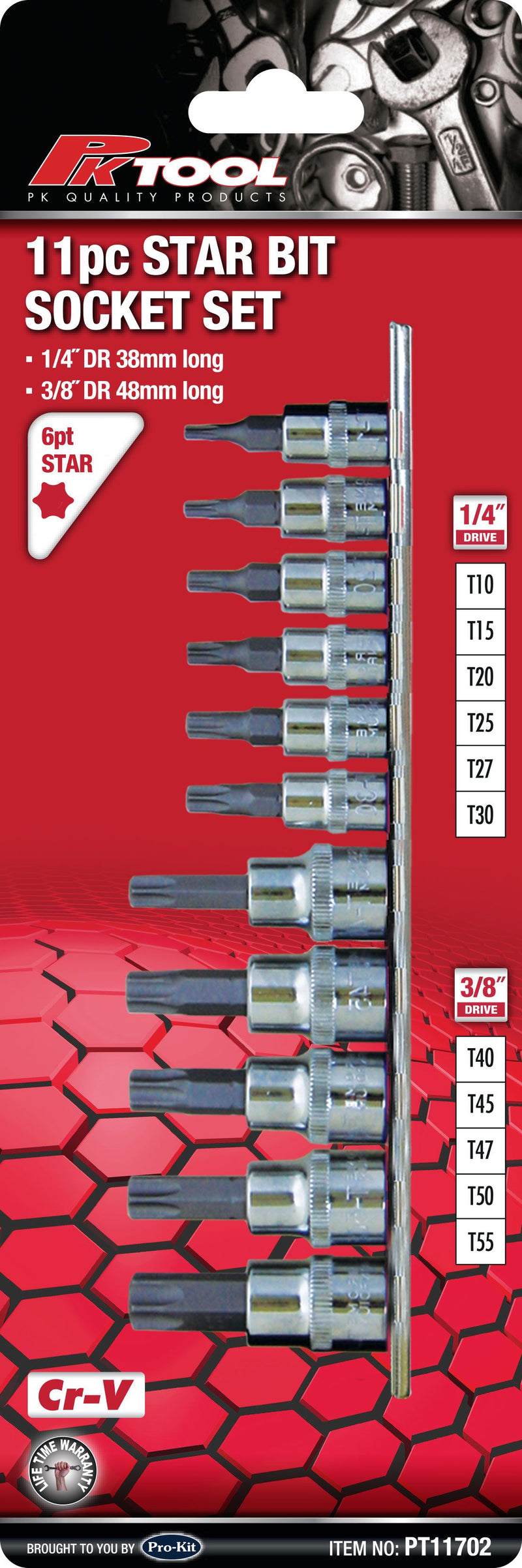 11 Piece 1/4” & 3/8” Drive Star Bits Socket Set - PT11702