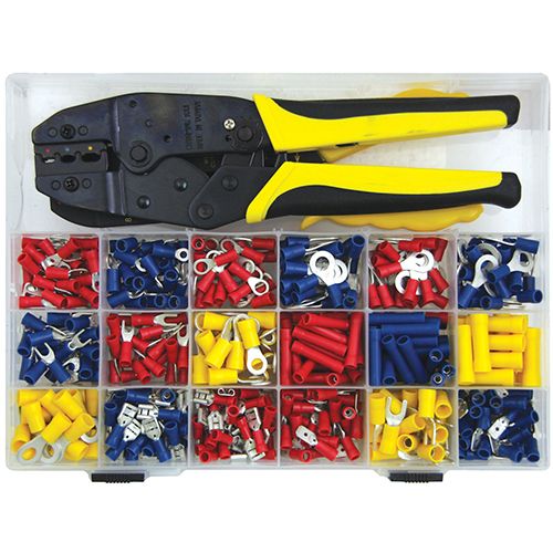 450 Piece Terminal Assortment with Crimping Pliers & Wire Stripper