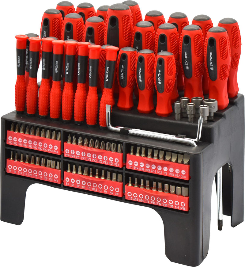100 Piece Screwdriver Set with Storage Rack - PT30210