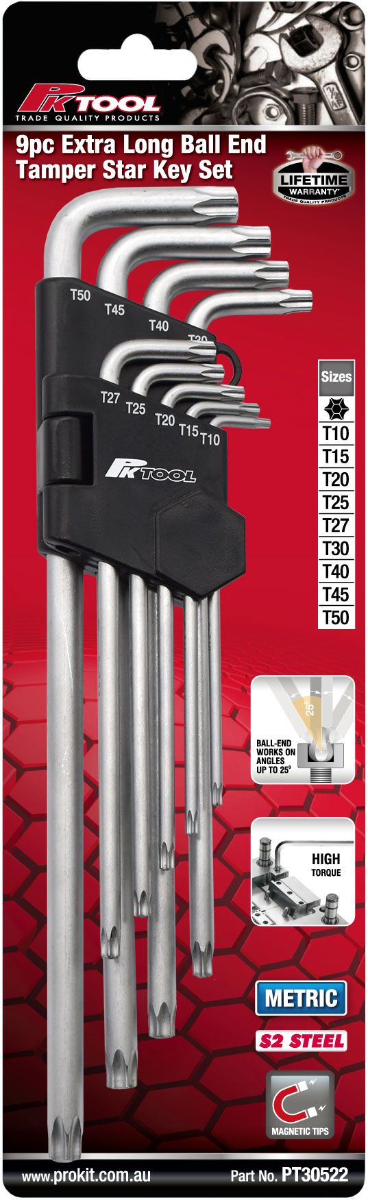 9 Piece Extra Long Tamper Star Key Set - PT30522