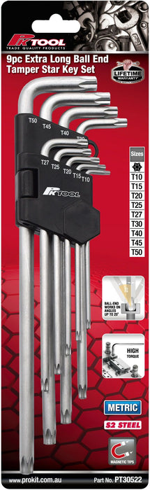 9 Piece Extra Long Tamper Star Key Set - PT30522